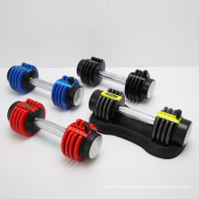 Wholesale Adjustable 15kg Barbell Rubber Hex Chrome Fitness Strength Training Dumbell Sets Strength Training Sets